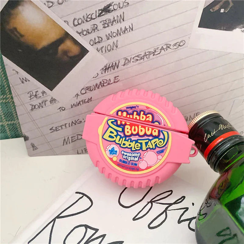 3D Cute Skittles Bubble Gum Plum Flower Drink for Airpods 3 2 Pro Earphone Case Charge Box Soft Wireless Bluetooth Protect Cover