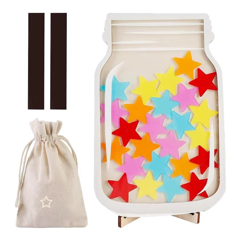 1Set Magnetic Reward Jar Back to School Teacher Reward Jar with Magnet Stars Classroom with Tokens(30Pcs) Gifts for Kids