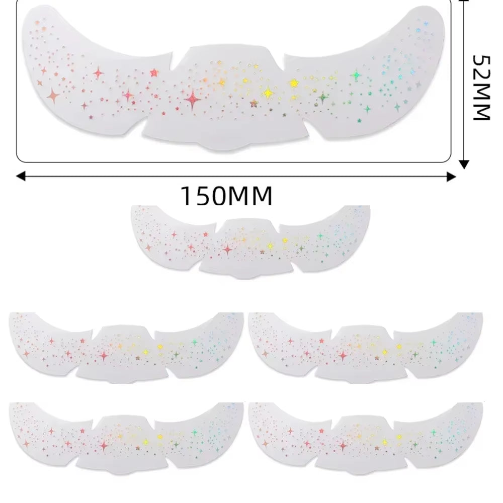 6Pcs Hot Stamping Freckles Makeup Patches Metallic Radiation Golden Silver Fake Freckles Temporary Tattoo Stickers Face Makeup