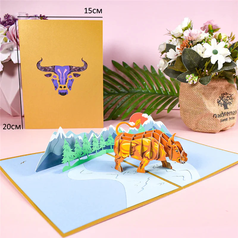 3D Butterfly Unicorn Birthday Card for Kids Children Cute Animal Pop-Up Greeting Cards Baby Shower Gifts