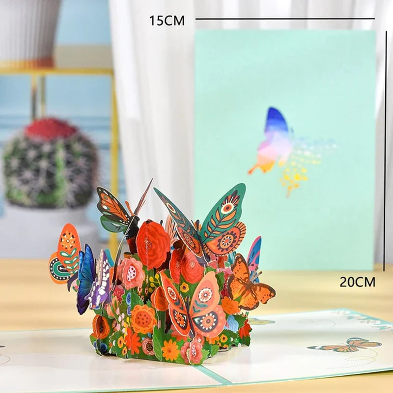 3D Butterfly Unicorn Birthday Card for Kids Children Cute Animal Pop-Up Greeting Cards Baby Shower Gifts