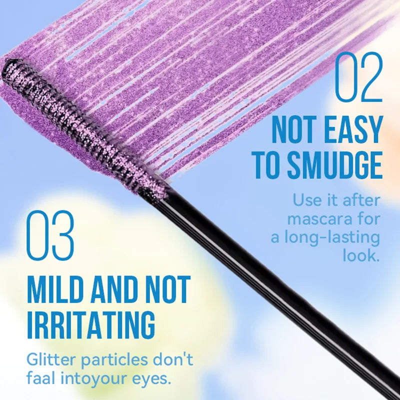 Shiny Pearlescent Colorful Mascara Waterproof Sweat Proof Quick Dry Lasting Matte Blue Mascara Glitter Gold Eyelashes