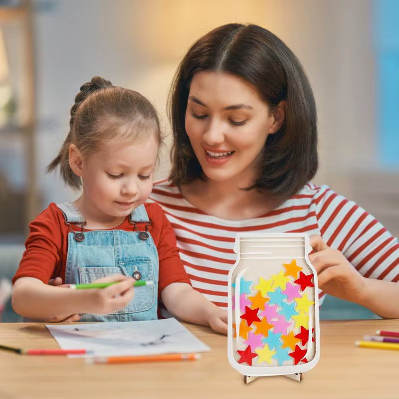 1Set Magnetic Reward Jar Back to School Teacher Reward Jar with Magnet Stars Classroom with Tokens(30Pcs) Gifts for Kids