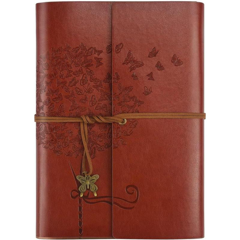 Leather Journal Notebook, Refillable Writing Journal Diary Planner for Women Girls (Red, A5-9.3''X6.3'')