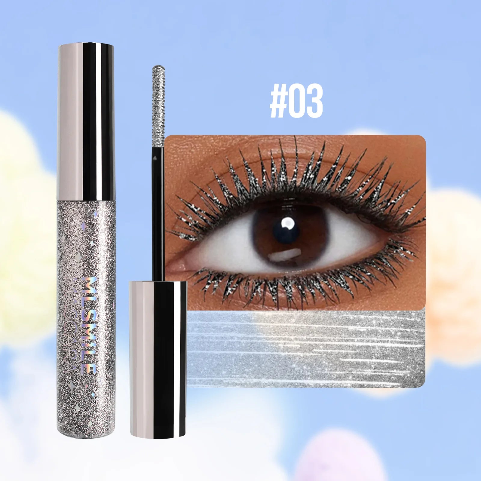 Shiny Pearlescent Colorful Mascara Waterproof Sweat Proof Quick Dry Lasting Matte Blue Mascara Glitter Gold Eyelashes