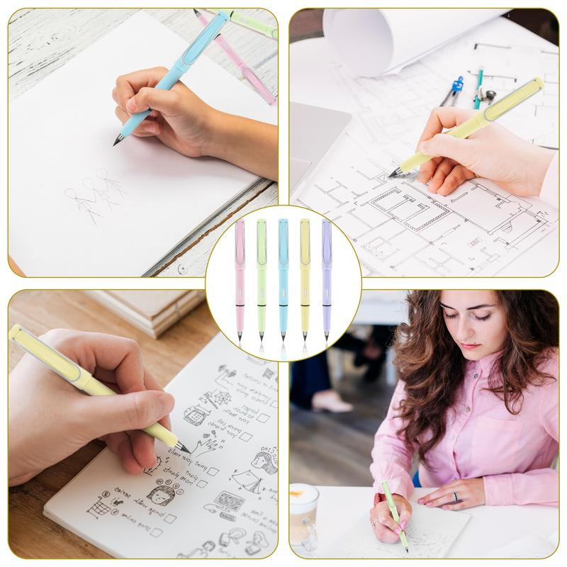 Everlasting Pencil, 12 Pcs Inkless Pencil Eternal with Eraser, Infinity Reusable Pencil for Writing, Drawing, Sustainable Pencil for Home, Office, School