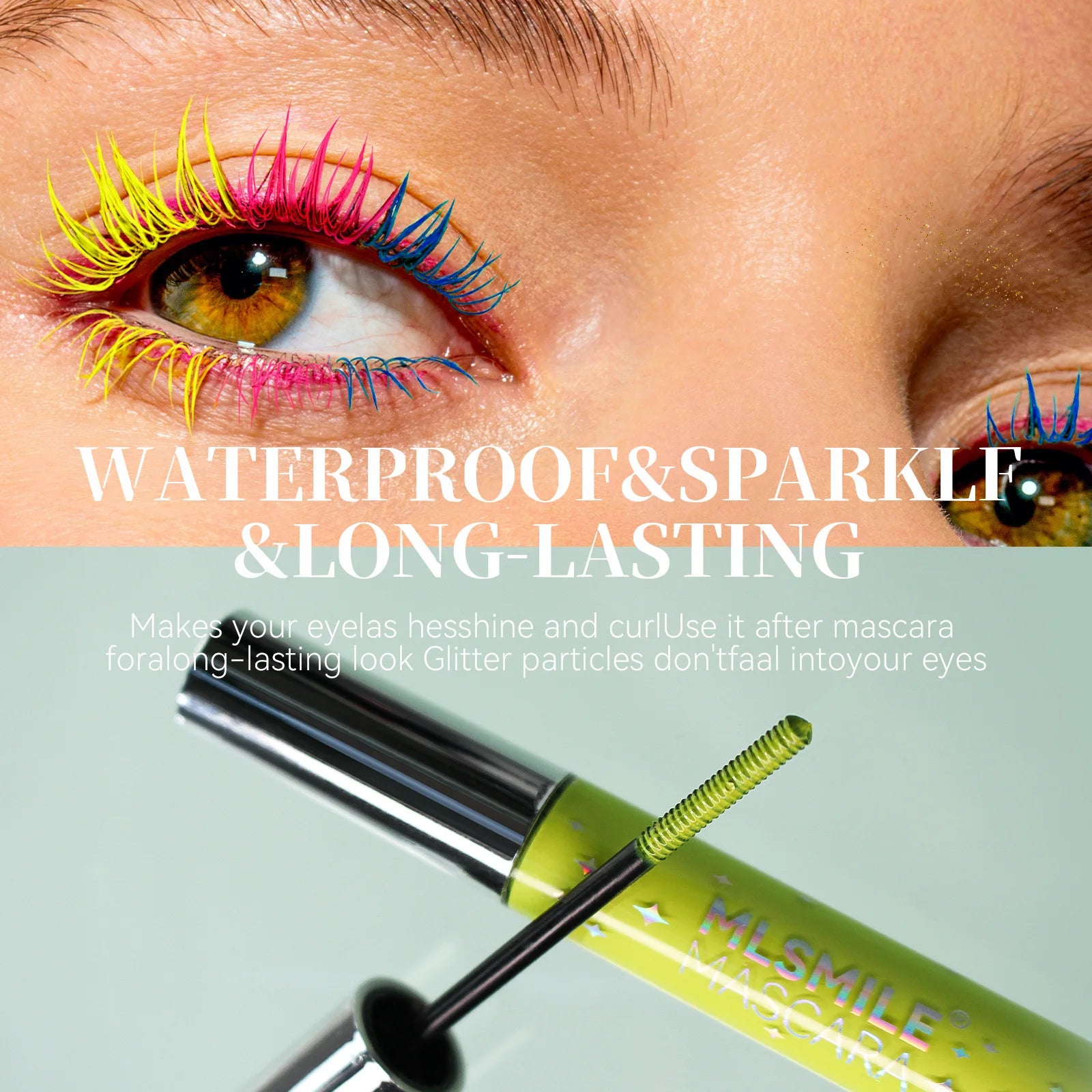 Shiny Pearlescent Colorful Mascara Waterproof Sweat Proof Quick Dry Lasting Matte Blue Mascara Glitter Gold Eyelashes