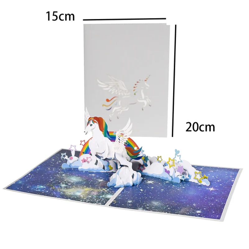 3D Butterfly Unicorn Birthday Card for Kids Children Cute Animal Pop-Up Greeting Cards Baby Shower Gifts