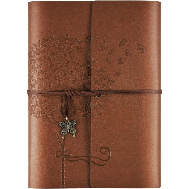 Leather Journal Notebook, Refillable Writing Journal Diary Planner for Women Girls (Red, A5-9.3''X6.3'')