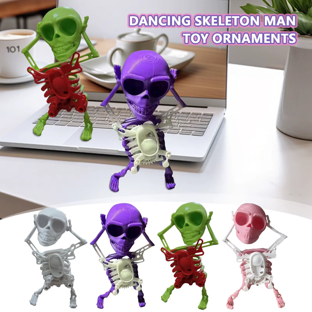 Dancing Skeleton Toys Clockwork Fun Little Toy Ornaments Creative Stress Relief Desktop Toys Gift for Friends Halloween Ornament