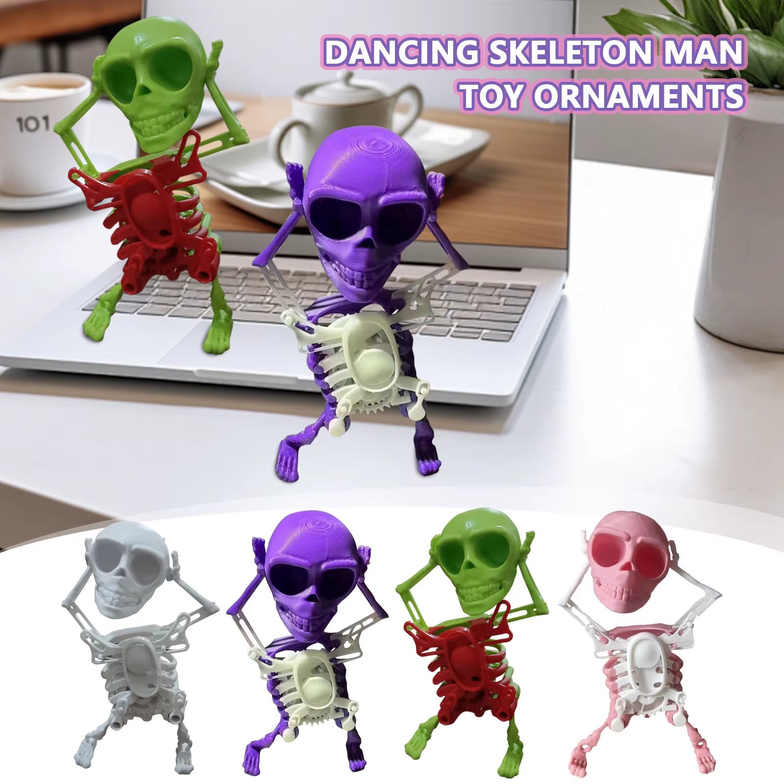 Dancing Skeleton Toys Clockwork Fun Little Toy Ornaments Creative Stress Relief Desktop Toys Gift for Friends Halloween Ornament