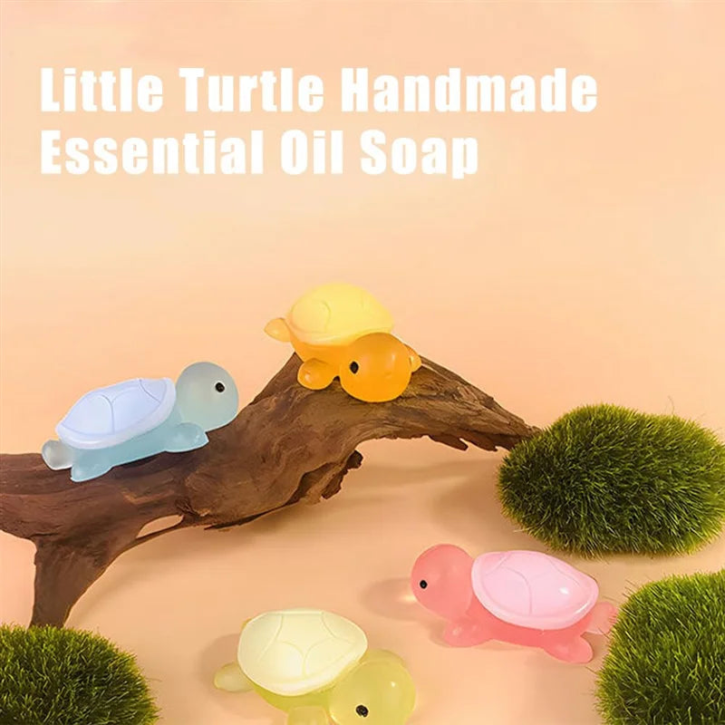 Ywdz-Little Turtle Handmade Essential Oil Soap 4 Pieces Ofcute Little Turtle Moisturizing Soap Children'S Cleansing Bath Soap