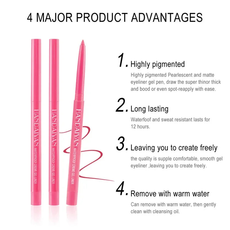 20 Colors Waterproof Matte Eyeliner Gel Long Lasting Professional Sweatproof Non-Smudge Multicolor Ultra-Fine Eyeliner Pencil