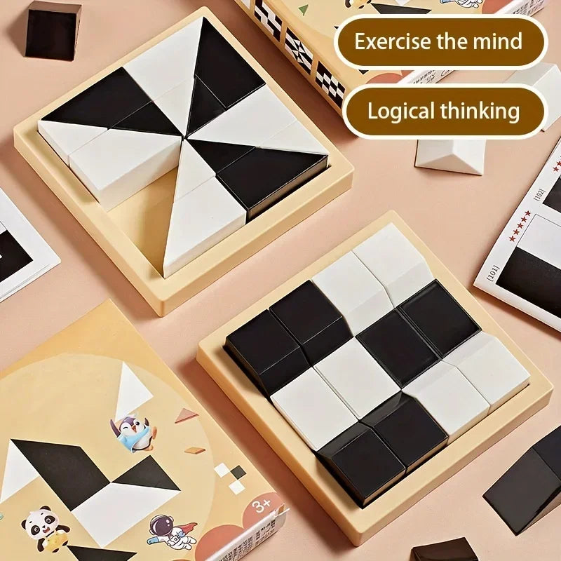 120 Level Black and White Hidden Building Block Kids Enhances Logic and Spatial Reasoning Parent-Child Interactive Tabletop Game