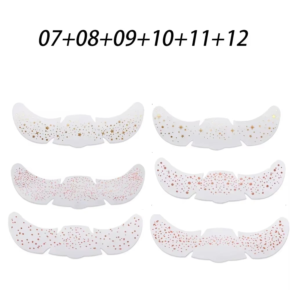 6Pcs Hot Stamping Freckles Makeup Patches Metallic Radiation Golden Silver Fake Freckles Temporary Tattoo Stickers Face Makeup