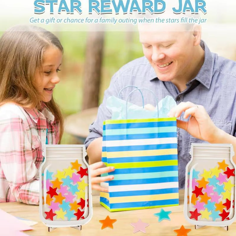 1Set Magnetic Reward Jar Back to School Teacher Reward Jar with Magnet Stars Classroom with Tokens(30Pcs) Gifts for Kids