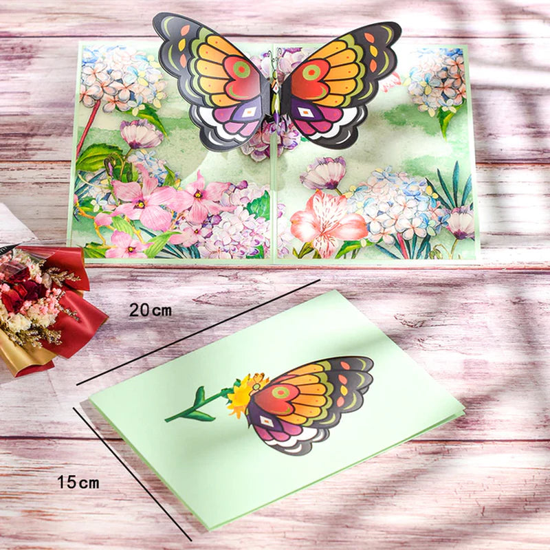 3D Butterfly Unicorn Birthday Card for Kids Children Cute Animal Pop-Up Greeting Cards Baby Shower Gifts
