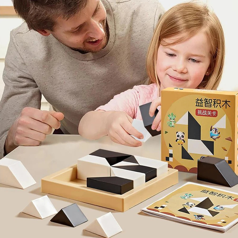 120 Level Black and White Hidden Building Block Kids Enhances Logic and Spatial Reasoning Parent-Child Interactive Tabletop Game