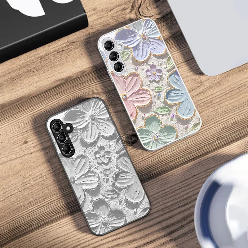 Oil Painting Flowers for Samsung Galaxy A14 4G 20 30 52 20S 21S 22 A32 33 34 42 50 51 53 54 70 71 72 73 5G Glass Phone Case