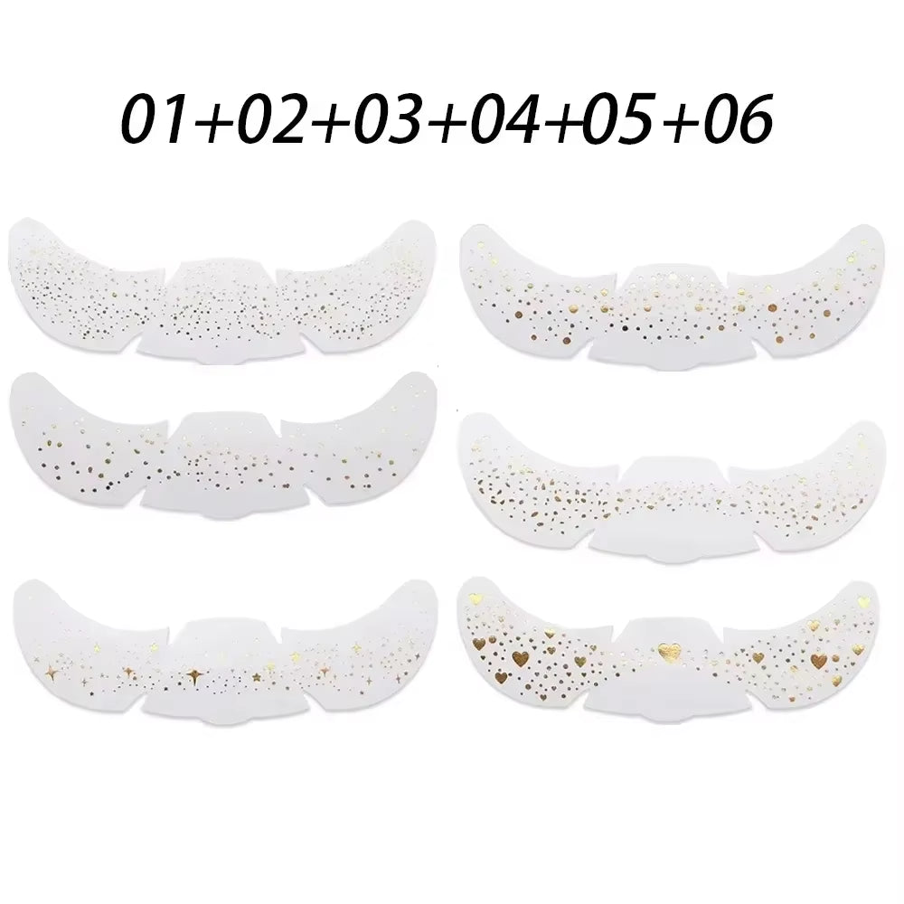 6Pcs Hot Stamping Freckles Makeup Patches Metallic Radiation Golden Silver Fake Freckles Temporary Tattoo Stickers Face Makeup