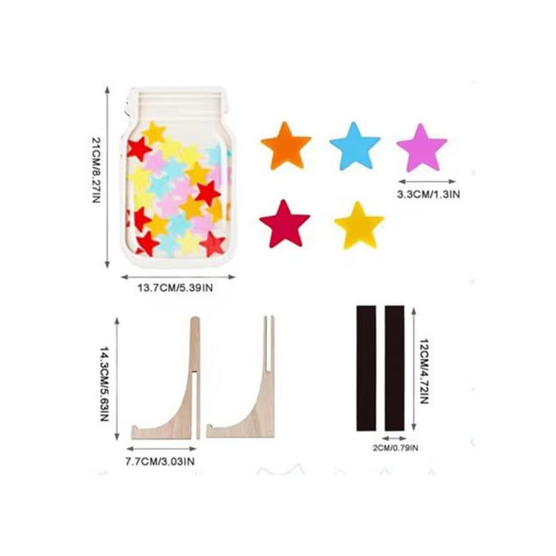 1Set Magnetic Reward Jar Back to School Teacher Reward Jar with Magnet Stars Classroom with Tokens(30Pcs) Gifts for Kids