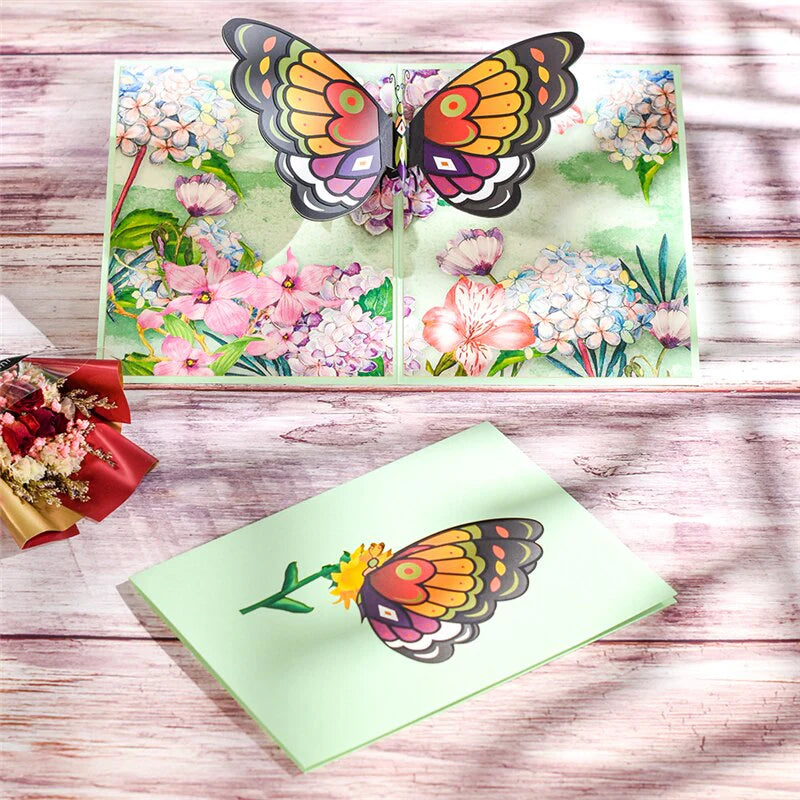 3D Butterfly Unicorn Birthday Card for Kids Children Cute Animal Pop-Up Greeting Cards Baby Shower Gifts