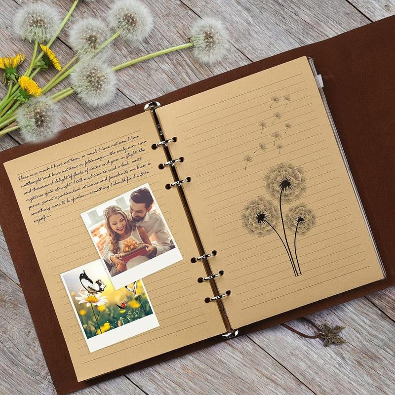 Leather Journal Notebook, Refillable Writing Journal Diary Planner for Women Girls (Red, A5-9.3''X6.3'')