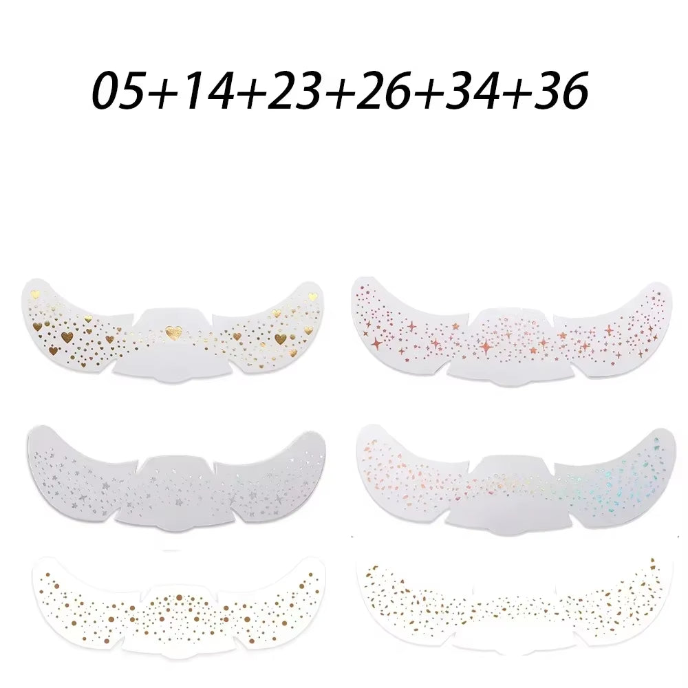 6Pcs Hot Stamping Freckles Makeup Patches Metallic Radiation Golden Silver Fake Freckles Temporary Tattoo Stickers Face Makeup