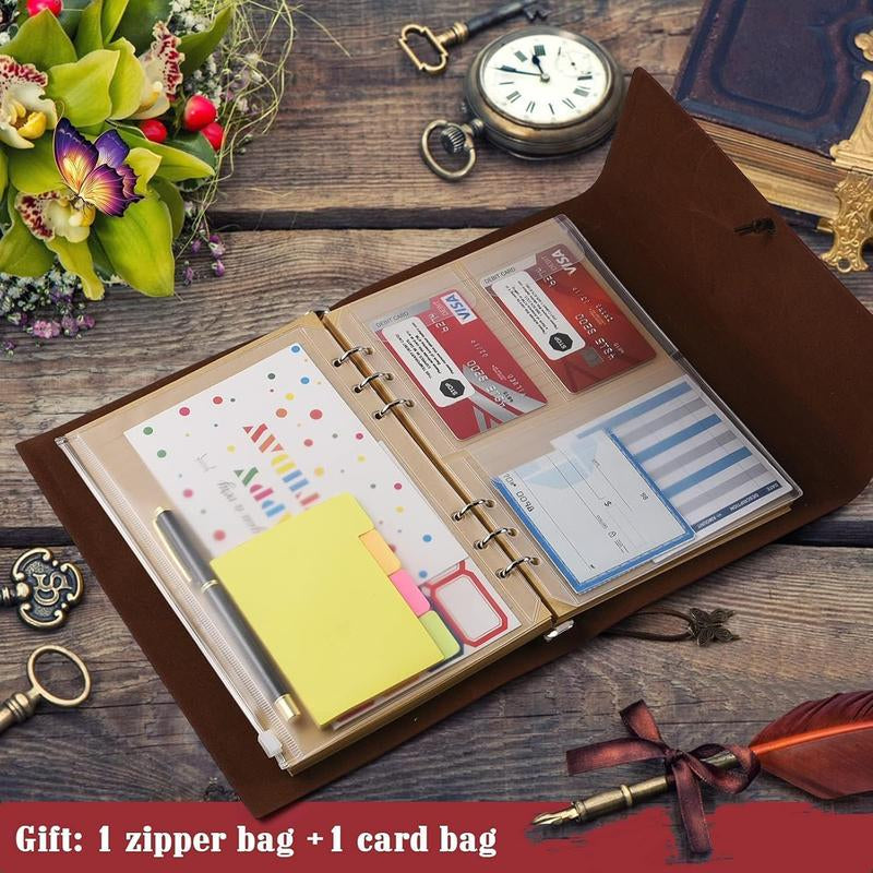 Leather Journal Notebook, Refillable Writing Journal Diary Planner for Women Girls (Red, A5-9.3''X6.3'')