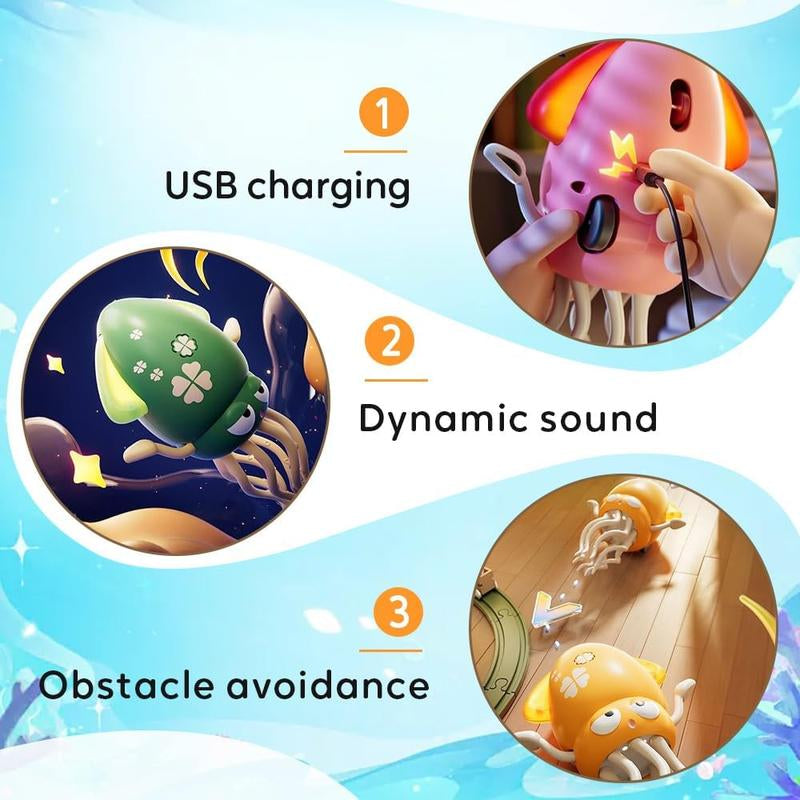 LBEUS Dancing Octopus Toy【Freeship】, 2025 New Electric Auto-Avoid Crawling Octopus with LED & Music for Interactive Fun Gifts, Educational Toys,Sensory Development – Safe & Durable Gift for Toddlers, Boys & Girls Ages 3+