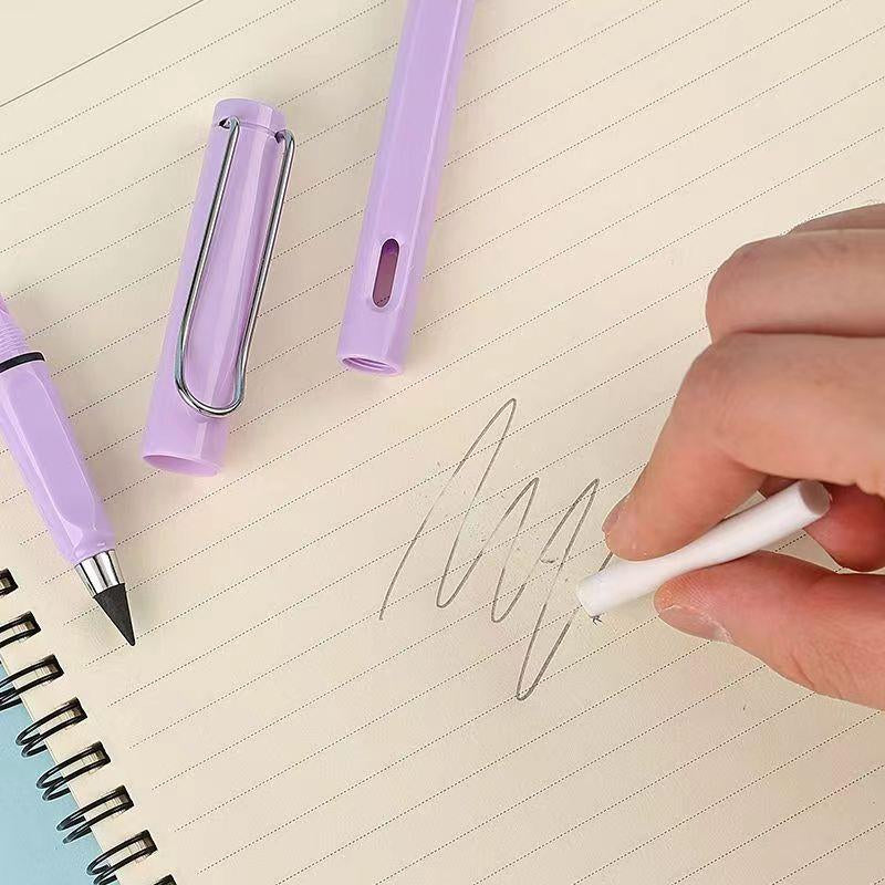 Everlasting Pencil, 12 Pcs Inkless Pencil Eternal with Eraser, Infinity Reusable Pencil for Writing, Drawing, Sustainable Pencil for Home, Office, School