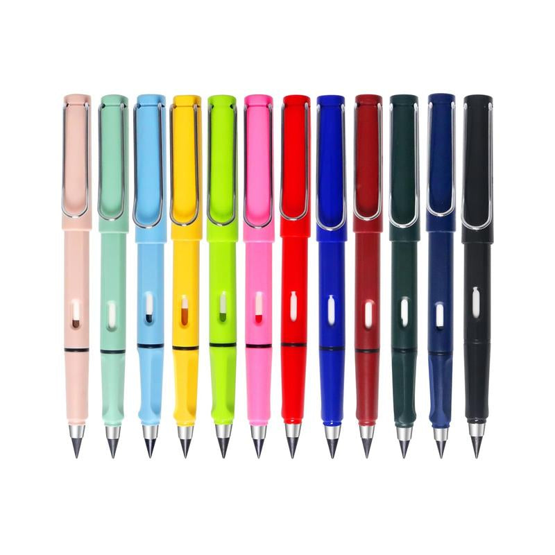 Everlasting Pencil, 12 Pcs Inkless Pencil Eternal with Eraser, Infinity Reusable Pencil for Writing, Drawing, Sustainable Pencil for Home, Office, School