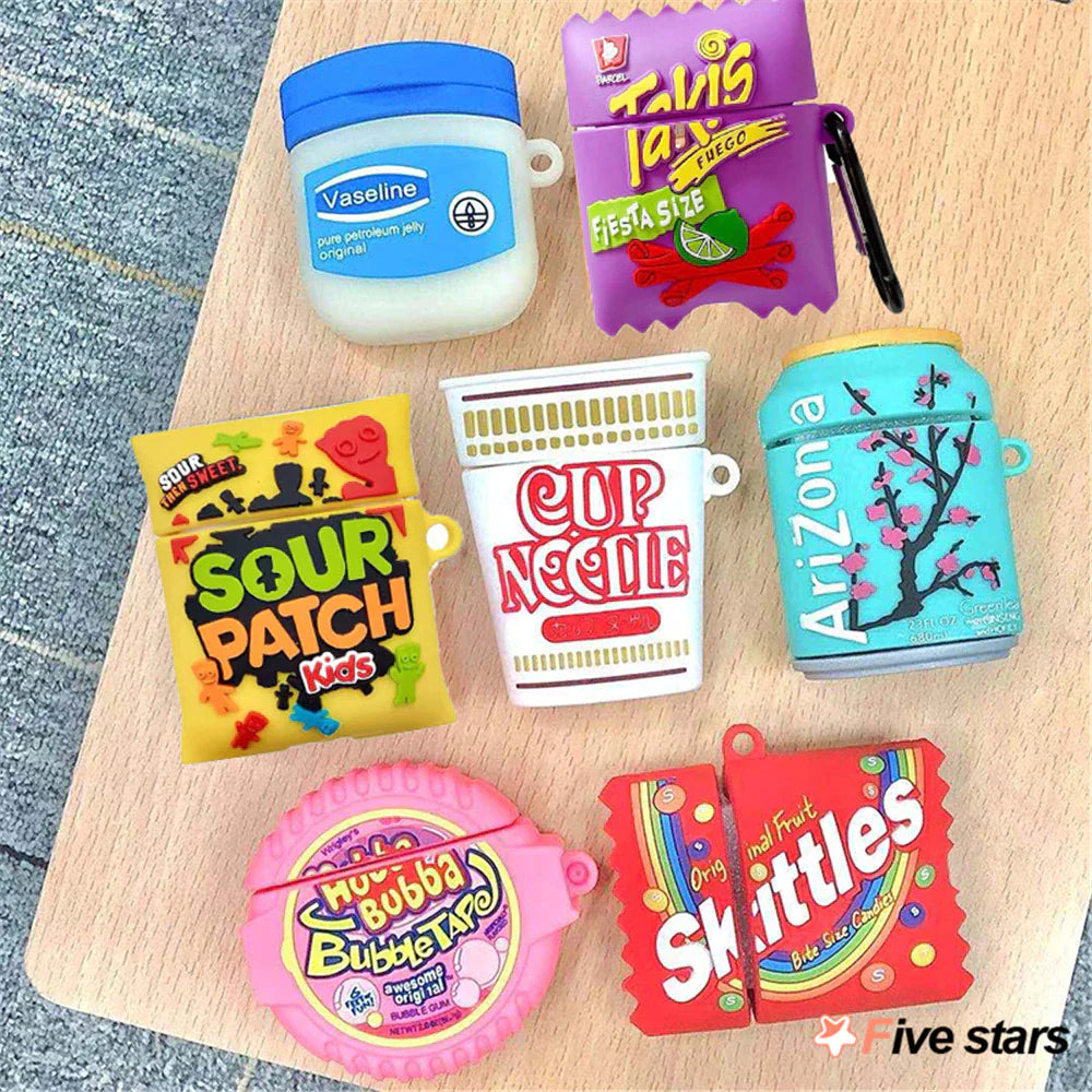 3D Cute Skittles Bubble Gum Plum Flower Drink for Airpods 3 2 Pro Earphone Case Charge Box Soft Wireless Bluetooth Protect Cover