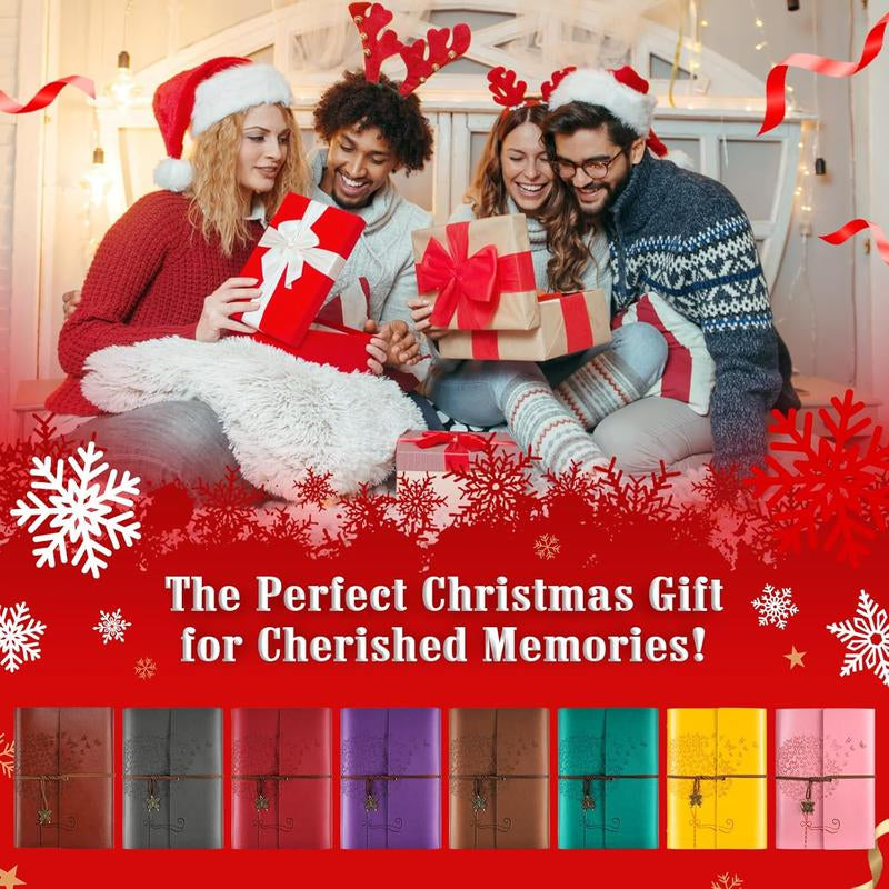 Leather Journal Notebook, Refillable Writing Journal Diary Planner for Women Girls (Red, A5-9.3''X6.3'')