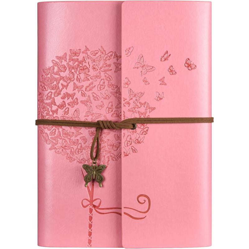 Leather Journal Notebook, Refillable Writing Journal Diary Planner for Women Girls (Red, A5-9.3''X6.3'')