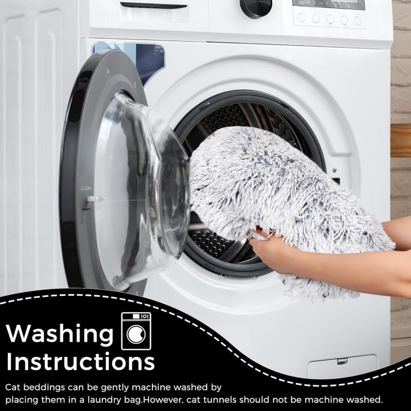 Cute Calming Kitten Beds - Soft Plush Warm Cat Tunnel Foldable Detachable Washable Multifunctional Splicing Design for Cozy Playtime & Relaxation