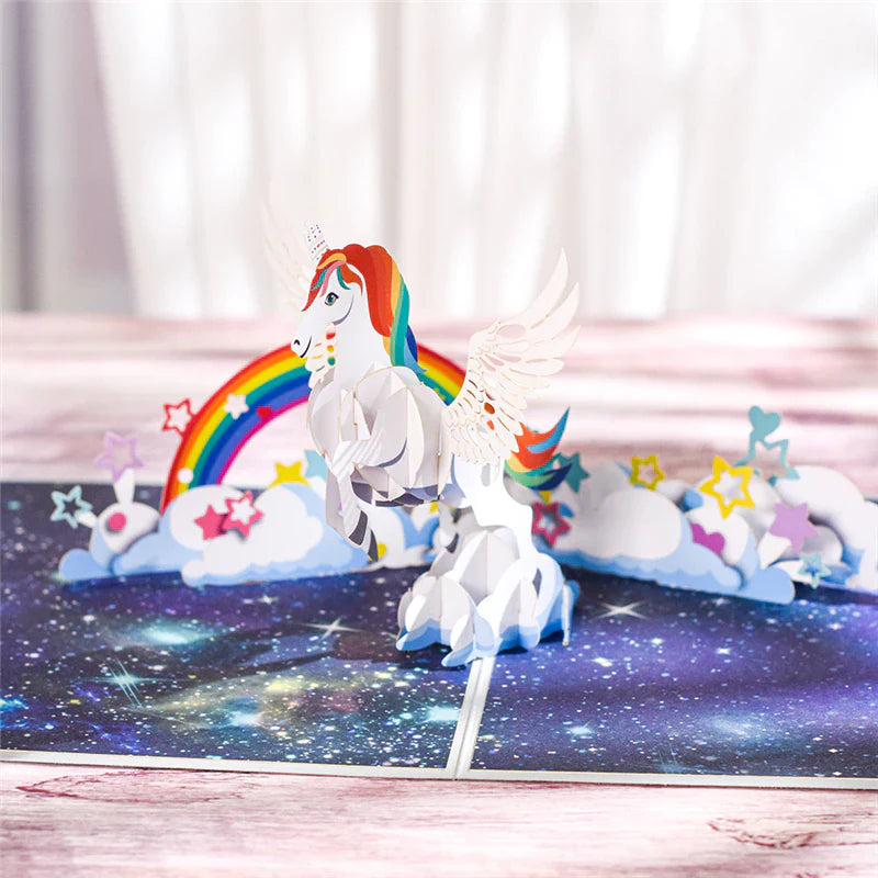 3D Butterfly Unicorn Birthday Card for Kids Children Cute Animal Pop-Up Greeting Cards Baby Shower Gifts